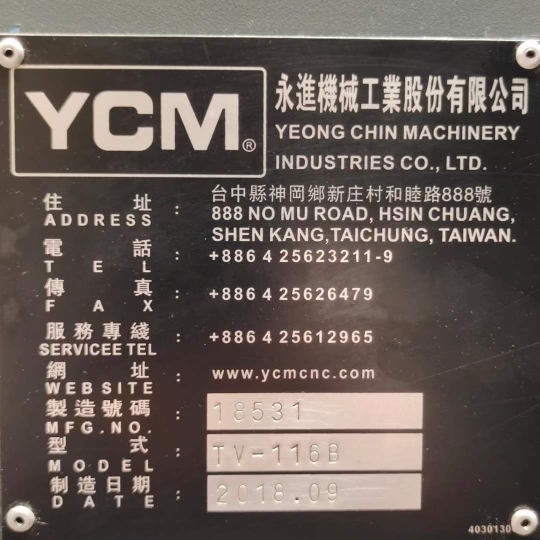 Máy phay Taiwan YCM TV-116B qua sử dụng giá siêu rẻ 